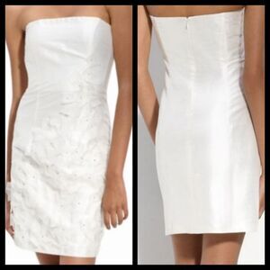 Suzi Chin Silk Strapless Ivory Dress 6 NWT